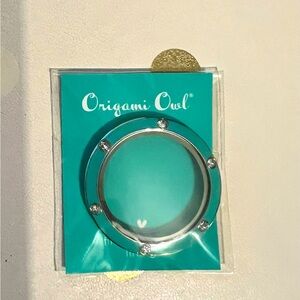Origami Owl BZ4059 Silver Large Teal + Swarovski Crystals Twist Locket Face NIP